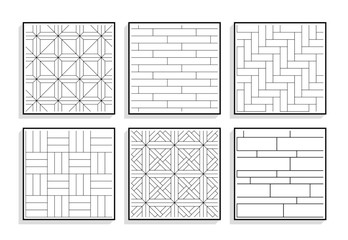 Obraz premium Set of seamless parquet textures. Black and white graphic patterns of wood materials