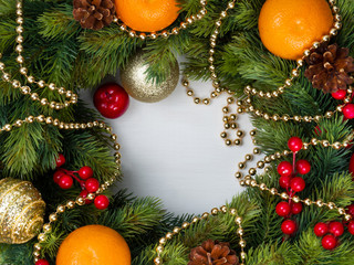 Fototapeta na wymiar Christmas wreath. New year holiday.