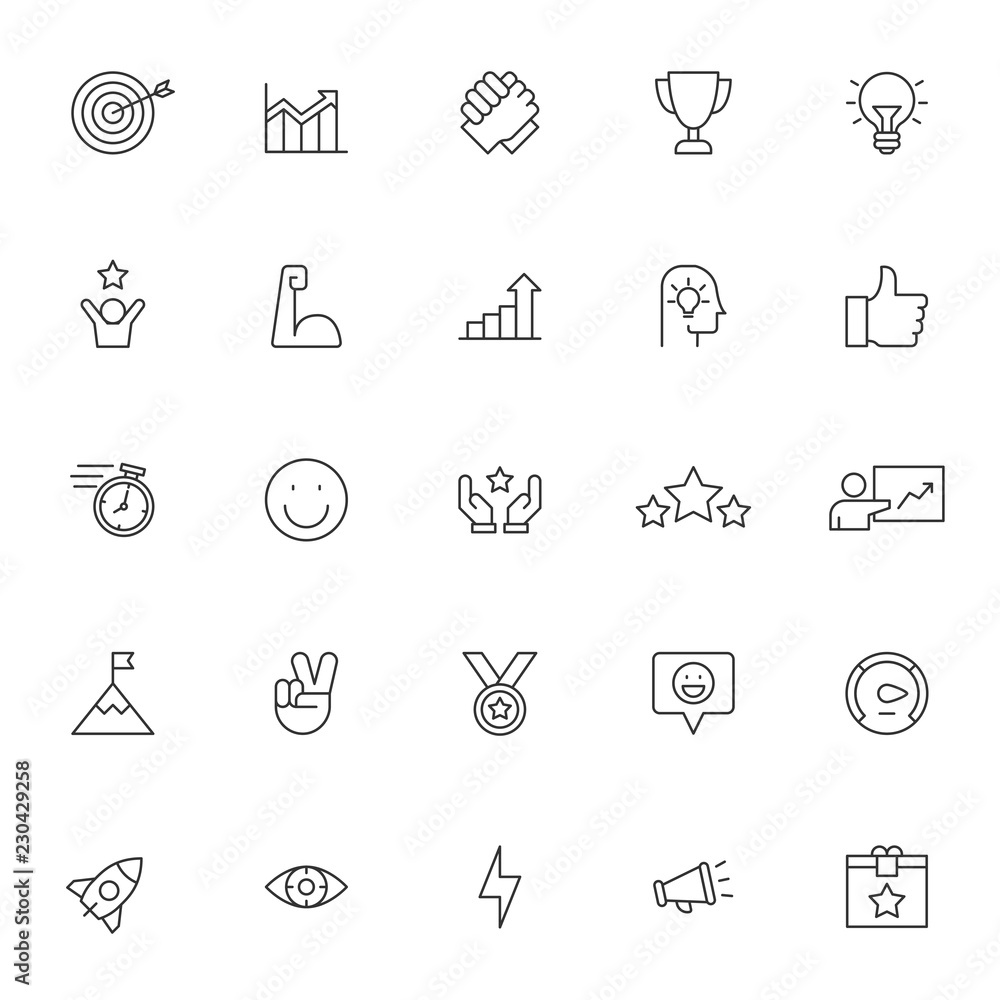 Aufkleber set of success motivation icons with simple stroke line vector eps 10