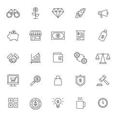 set of business financial thin line icon with modern style and simple outline, editable stroke vector eps 10