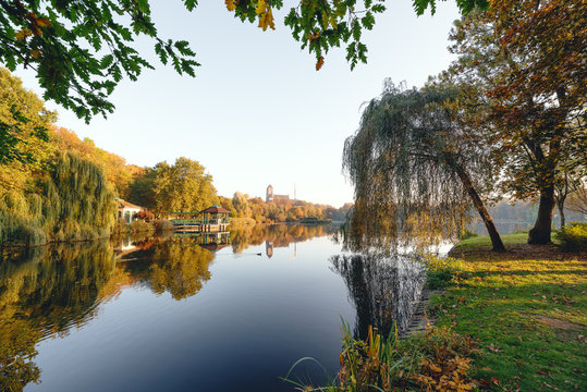 Sonnenaufgang am Schlossteich in Chemnitz
