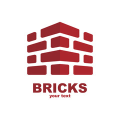 Vector logo template for real estate or building company. Illustration of a house made of four white bricks. EPS10. Icon concept. Architecture.