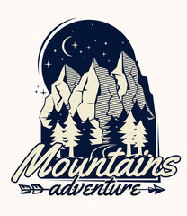 Mountains adventure monochrome emblem