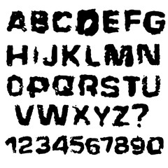Distressed grunge alphabet. Stamp ink font. Vector illustration.