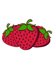 viele erdbeeren 3 fruchtig lecker obst beeren hunger essen gesund naschen kochen marmelade clipart comic cartoon