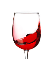 Glass with sweet tasty wine on white background