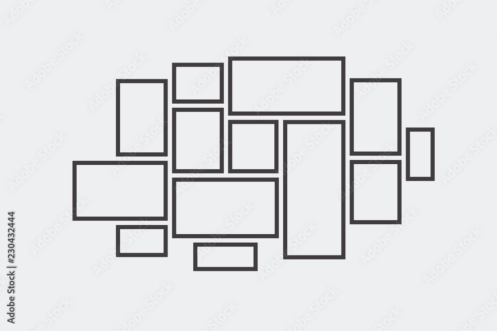 Poster collection of black frames. picture frame vector. wall picture frame templates isolated on white bac