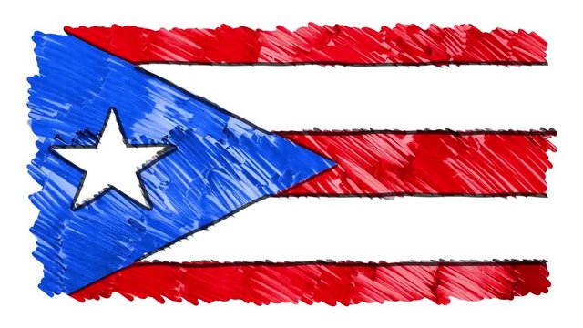 stop motion marker drawn Puerto Rico flag cartoon animation background new quality national patriotic colorful symbol video footage
