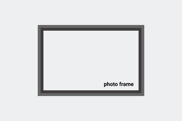 Vector Photo frame mockup design. Gray background. Minimal blank