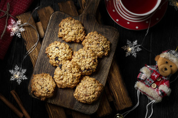 Oatmeal cookies. Rustic style