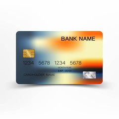 Colorful vintage credit card template design. With inspiration from abstract. on white background illustration. Glossy plastic style.