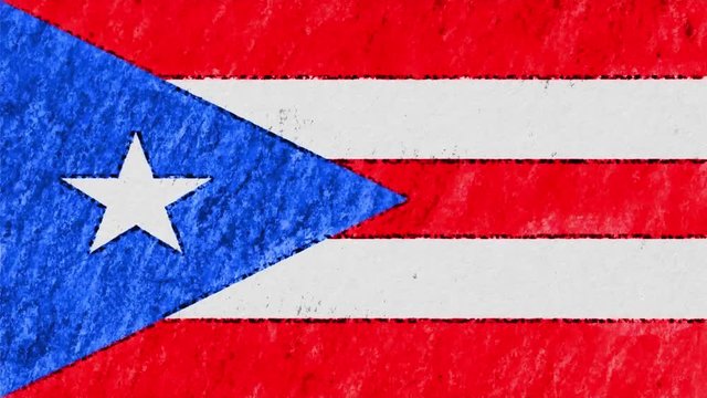 stop motion pastel chalk crayon drawn Puerto Rico flag cartoon animation seamless loop background new quality national patriotic colorful symbol video footage