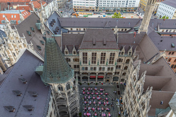 Fototapeta premium MUNICH, Germany - September -22- 2018: Courtyard of the New Municipality (Neues Rathaus) from the Top