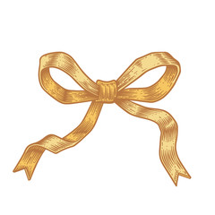 Vector hand draw engraving gold bow.