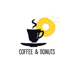 Coffee and donuts. Vector illustration of coffee cup and donut.