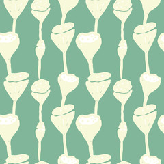 Lotus. Seamless pattern with hand drawn elements. Vector design.