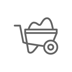 Simple wheelbarrow line icon. Symbol and sign illustration design. Isolated on white background