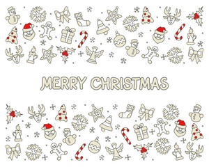 Merry Christmas icons card, for New Year and design. Vector