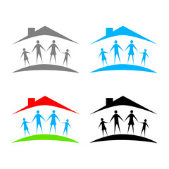 Family vector icons on white background