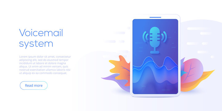 Mobile voicemail or search system vector illustration concept. Voice message or recognition service. Smartphone chat app.