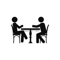 People at the table, interior for cafe icon vector illustration eps10.