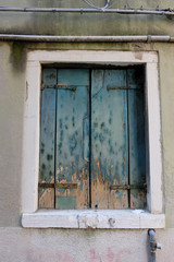 Blue Wooden window shutters