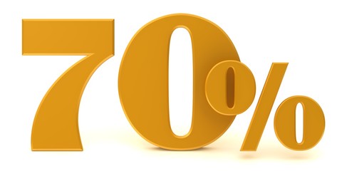 70 % sale 3d discount sale gold percent percentage sign