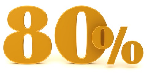 80 % sale 3d discount sale gold percent percentage sign