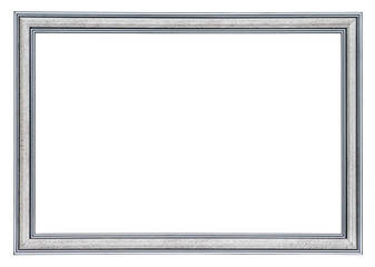 Silver frame with a black borders outside and  inside, isolated on a white background (design element)