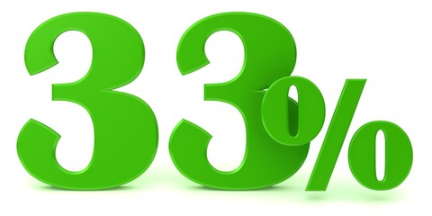 percent sign 33 % percentage sale 3d green render