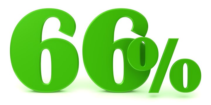 percent sign 66 % percentage sale 3d green render