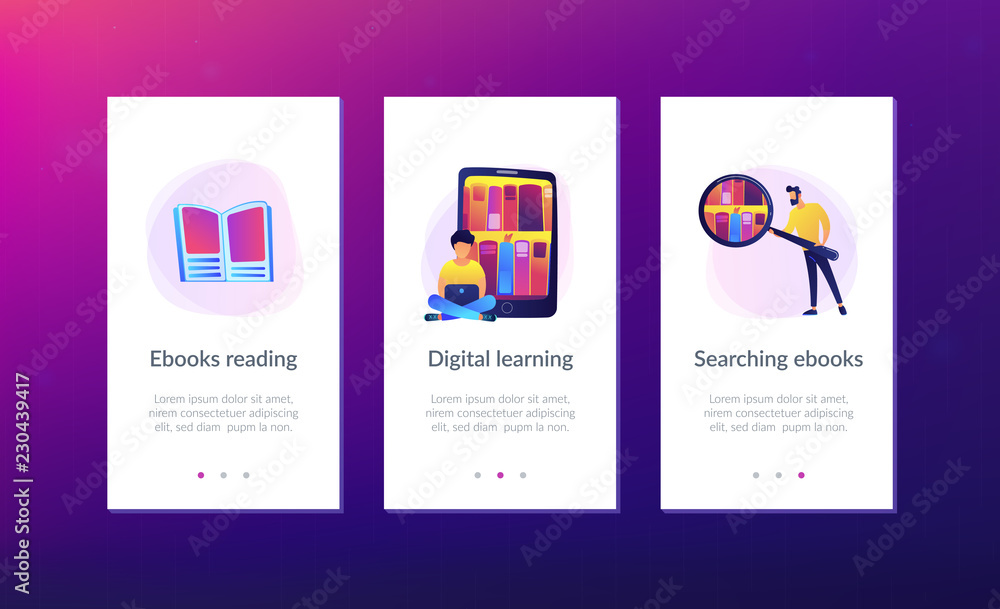 Poster e-library app interface template.
