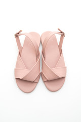 fashion female and woman leather sandals with slingback