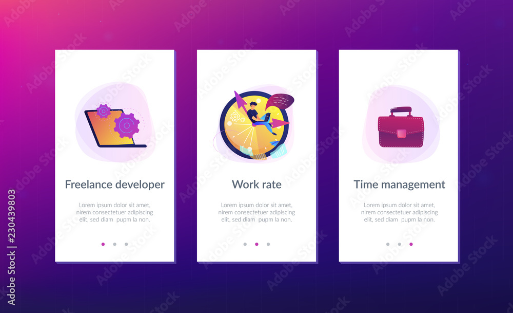Poster time management app interface template.