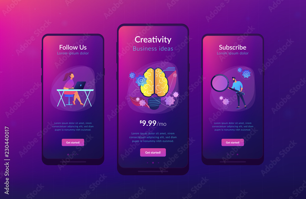 Poster creating ideas concept app interface template.