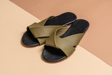 female and woman leather sandals