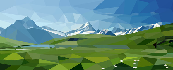 Vector landscape with alpine meadows