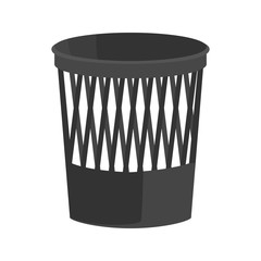 Office trash bucket color vector icon. Flat design