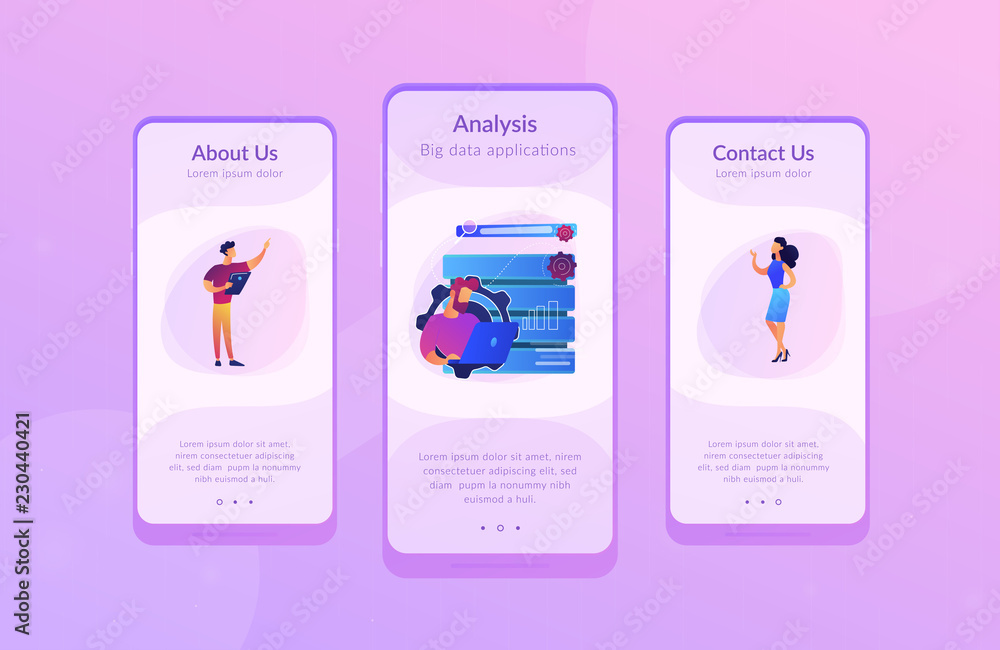 Poster big data applications app interface template.