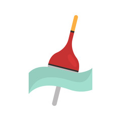 Fishinf float in the water color vector icon. Flat design