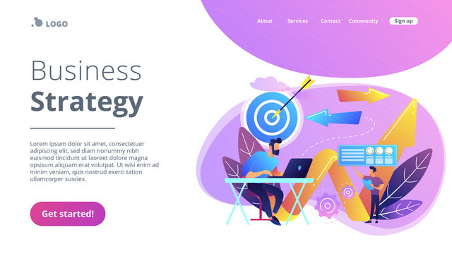 Business direction concept landing page.