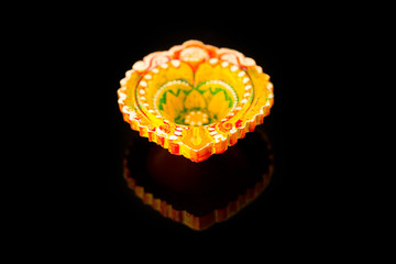 Diwali celebration diya oil lamps lit  happy diwali