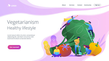 Vegetarianism and healthy lifestyle landing page.