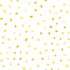 Background with lemons. Juicy yellow lemons. Vector lemons. Fresh fruit. Citrus. Textile sample.