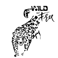 Leopard grunge print. Vector illustration of wild cat head. Wild and free.