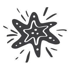 Christmas scandinavian vector star. Handdraw silhouette catroon picture for greeting card design, decor on pillow, t-shirt