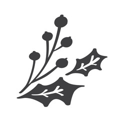 Christmas decorative branch elements design floral leaves in scandinavian style. Vector handdraw illustration for xmas greeting card