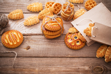 cookies on old wooden background