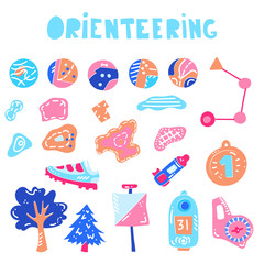 Vector illustration of orienteering map signs