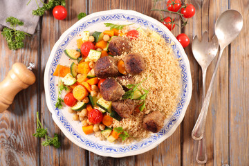 couscous with vegetable and meatball
